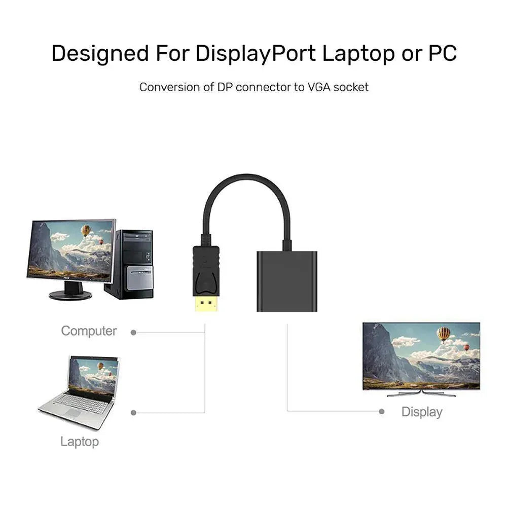 Displayport Display Port DP Male to VGA Female Video Converter Adapter Cable PC - Mini DP to VGA Adapter/