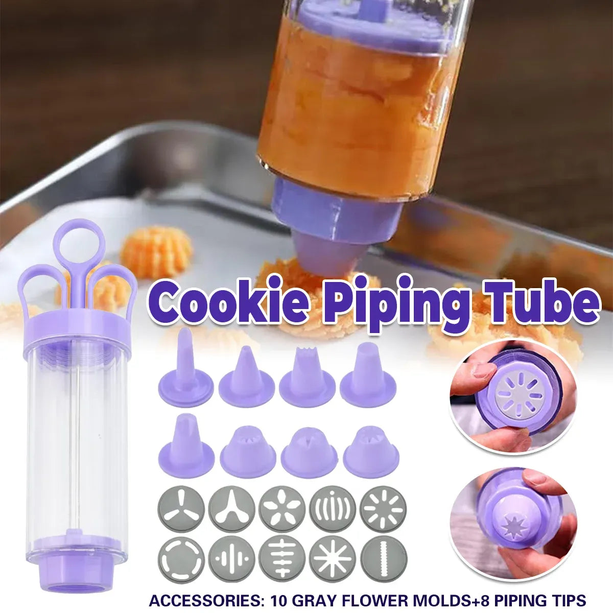 Cookie Gun With Molds Icing Piping Tool Baking Decorating Set For Cake Cupcake