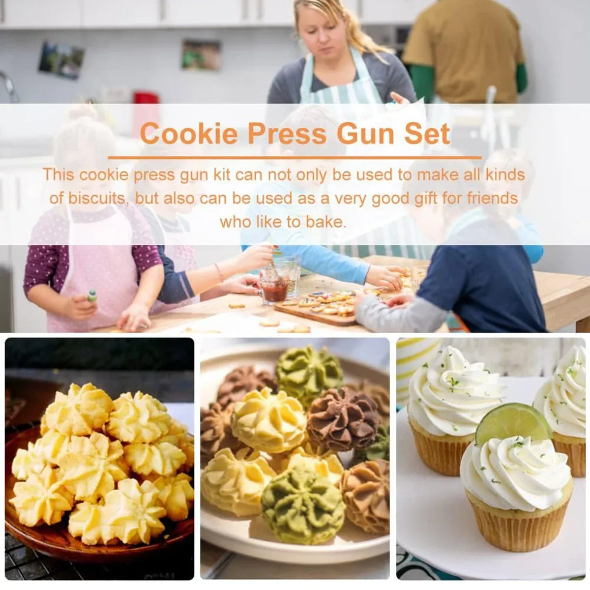 Cookie Gun With Molds Icing Piping Tool Baking Decorating Set For Cake Cupcake