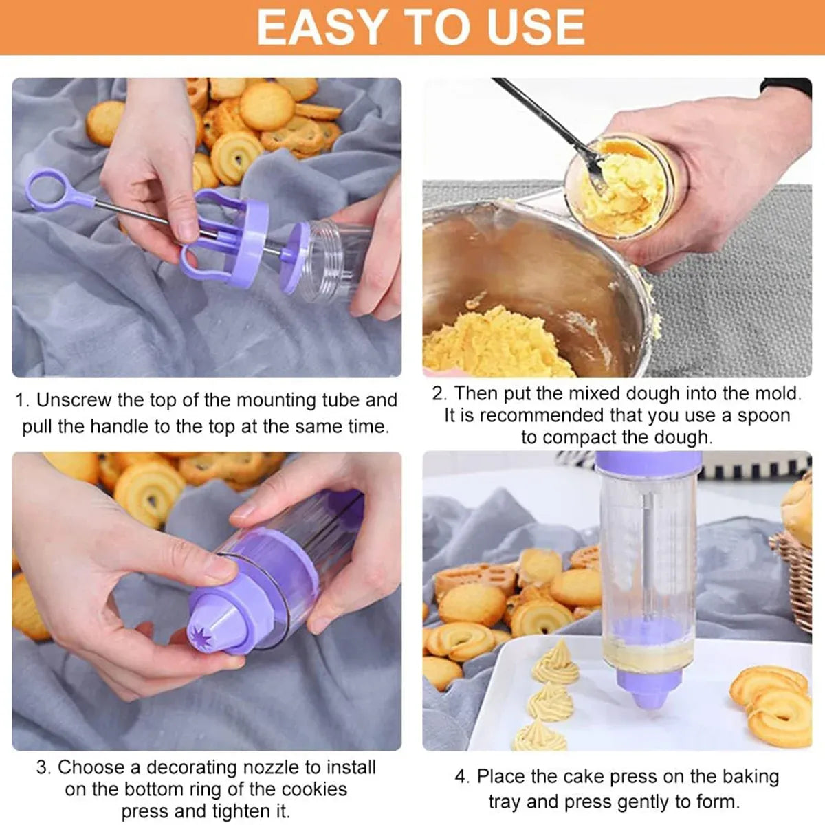 Cookie Gun With Molds Icing Piping Tool Baking Decorating Set For Cake Cupcake