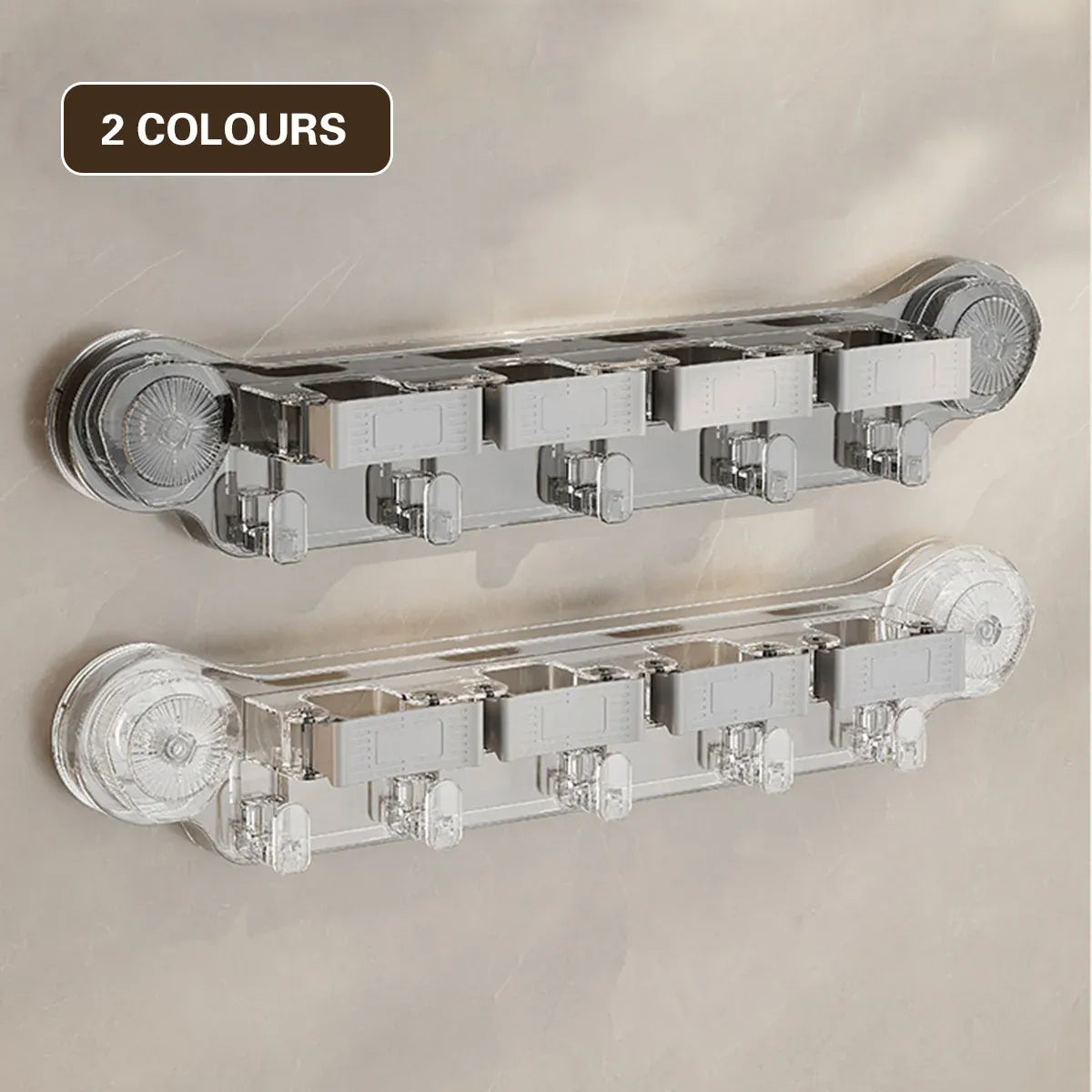 Wall-mounted Mop Fixing Rack Universal Model Strong Suction Cup Bathroom Rack - Grey