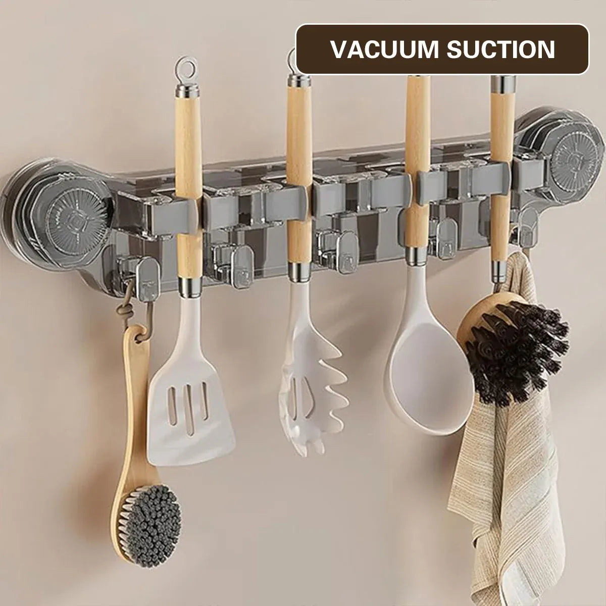 Wall-mounted Mop Fixing Rack Universal Model Strong Suction Cup Bathroom Rack - Transparent