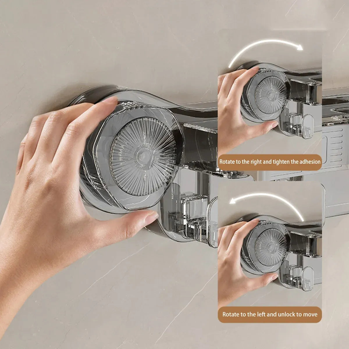 Wall-mounted Mop Fixing Rack Universal Model Strong Suction Cup Bathroom Rack - Transparent