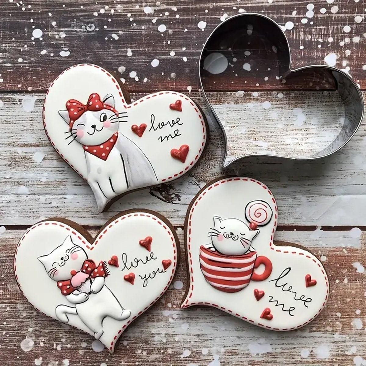 3X Stainless Steel Cake Mold 10/15/20cm Heart Baking Cake Ring For Mousse Party