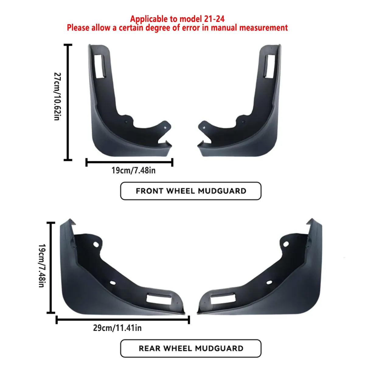 4PCS Universal Soft Rubber Fender Flares Wheel Arch Guard No Drill Car Accessories