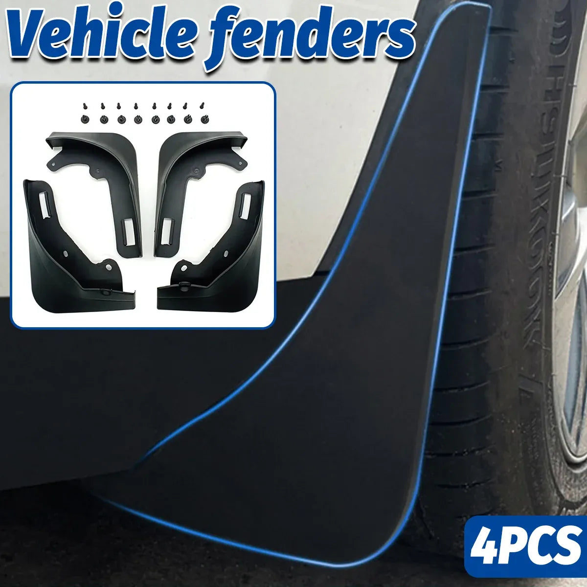 4PCS Universal Soft Rubber Fender Flares Wheel Arch Guard No Drill Car Accessories