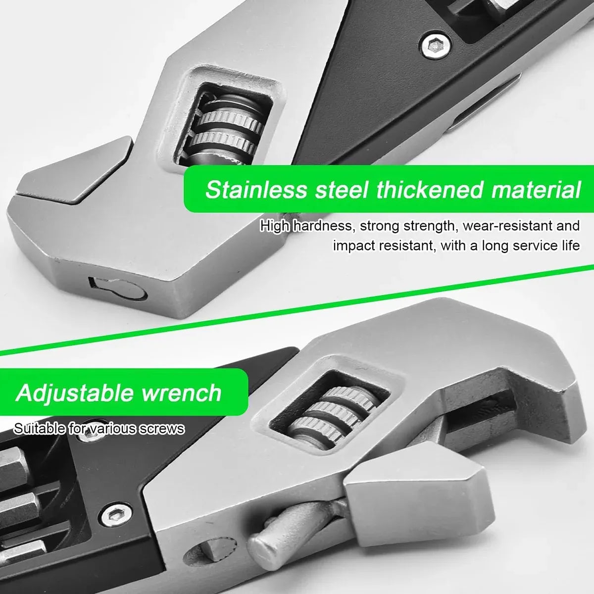 Multi-Function Adjustable Wrench Sturdy Stainless Steel for Home Repair Tool Kit