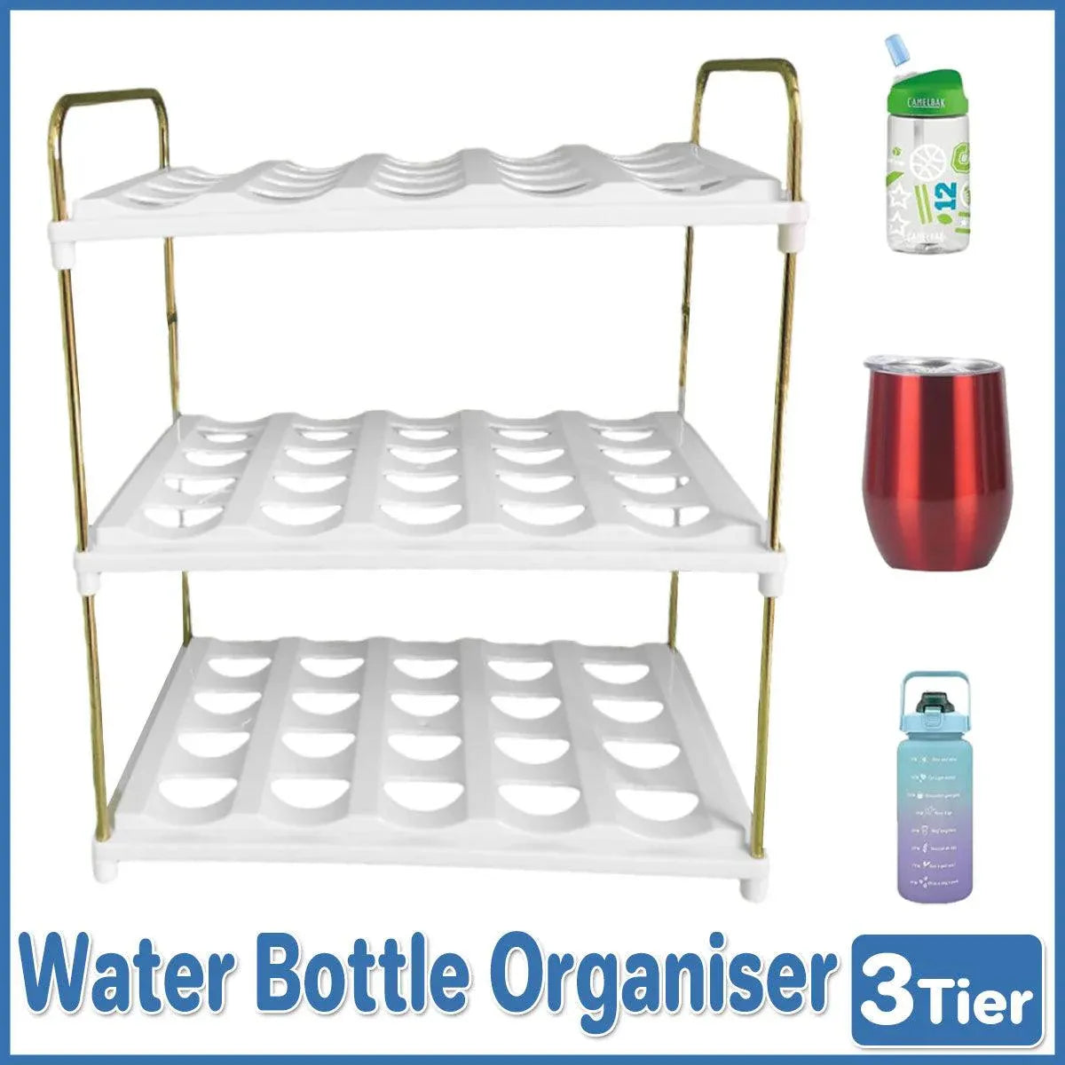 Adjustable Cup and Bottle Storage Rack Multifunctional Wine Thermos Holder Shelf