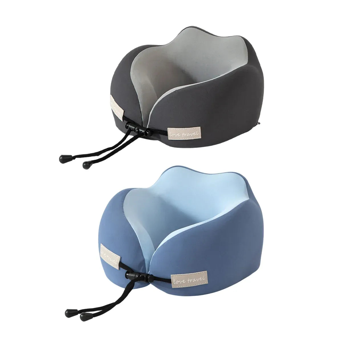 Travel Neck Pillow Memory Foam U Shape Grey Cushion for Airplane Train Support - Grey