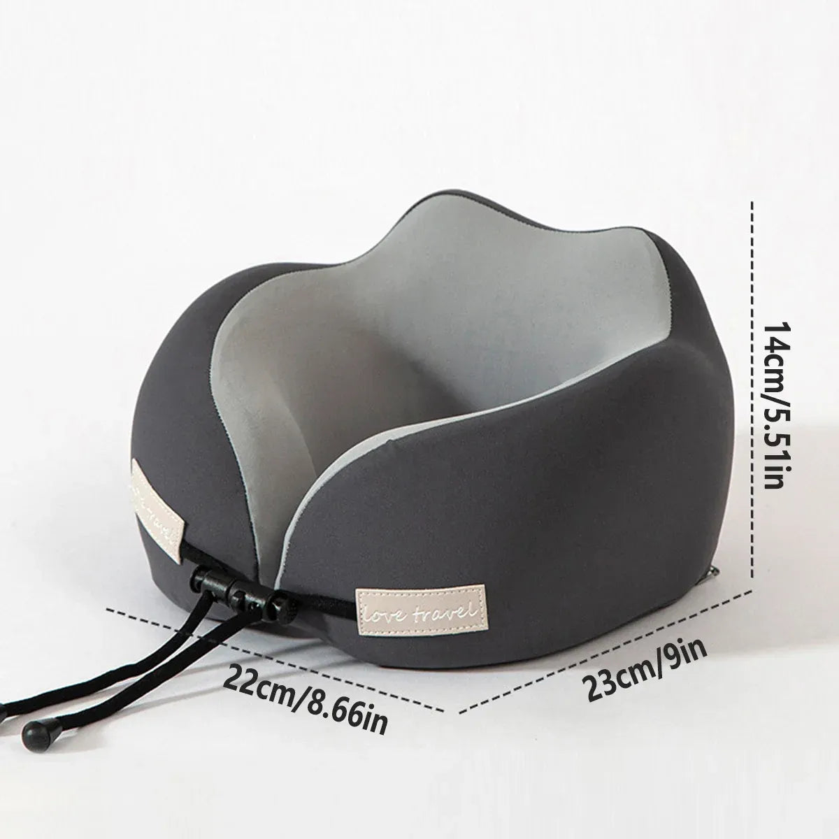 Travel Neck Pillow Memory Foam U Shape Grey Cushion for Airplane Train Support - Grey