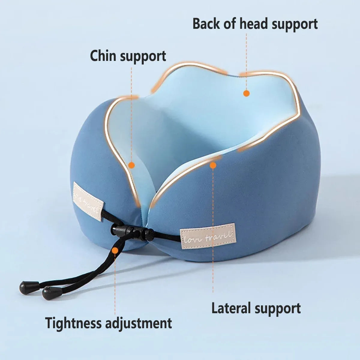 Travel Neck Pillow Memory Foam U Shape Grey Cushion for Airplane Train Support - Grey
