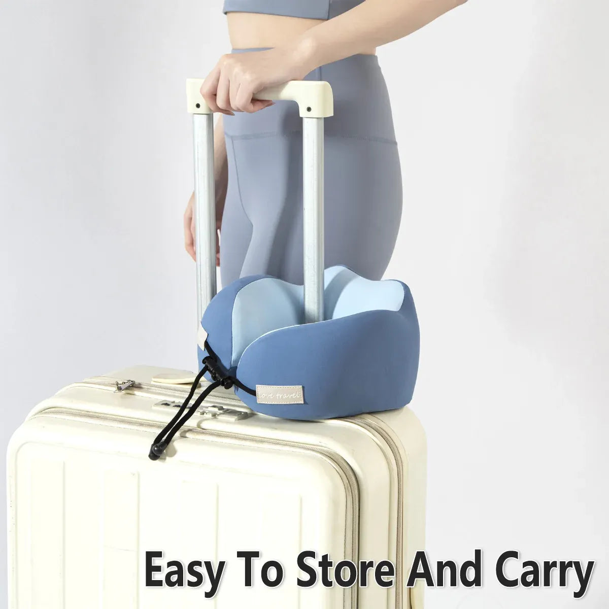 Travel Neck Pillow Memory Foam U Shape Grey Cushion for Airplane Train Support - Grey