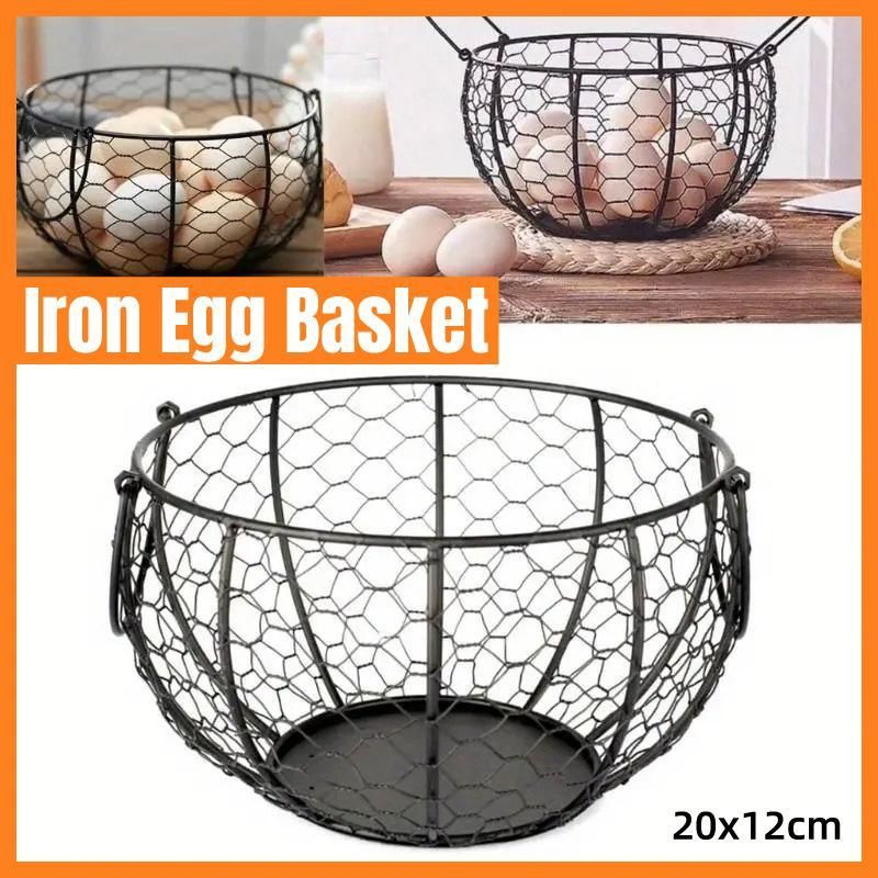 Egg Basket Fruit Storage Basket Blue Iron Basket Home Sundries Organiser Holder