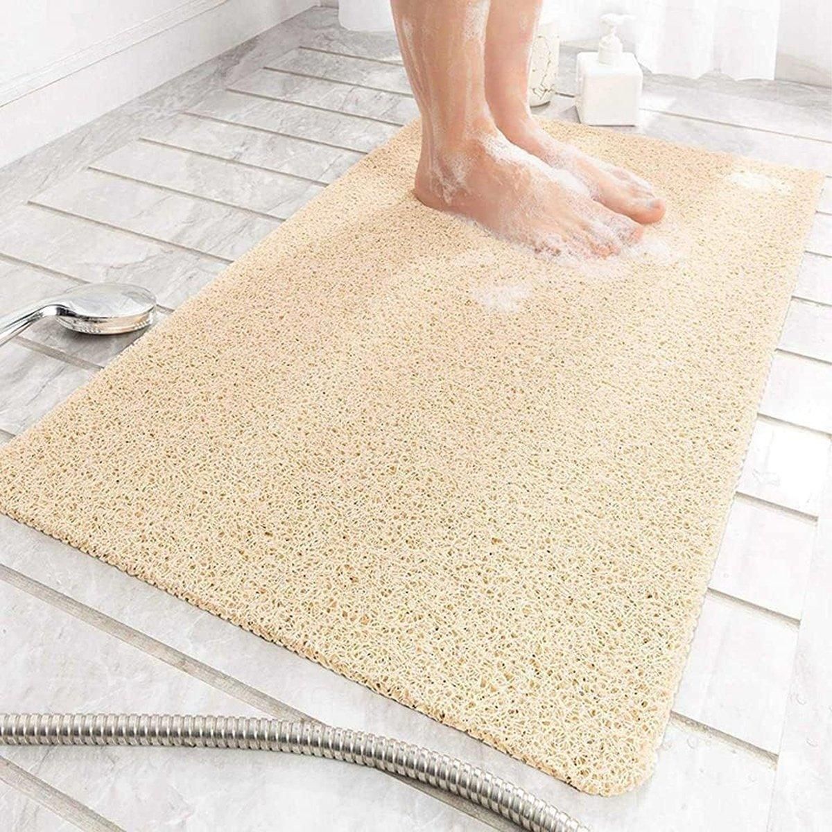 Anti Slip Bathroom Mat Non Slip Shower Floor Mat Quick Dry Soft Comfortable Rug - Beige-45x75cm