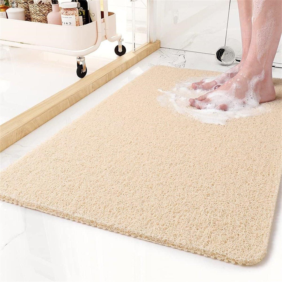 Anti Slip Bathroom Mat Non Slip Shower Floor Mat Quick Dry Soft Comfortable Rug - Beige-45x75cm