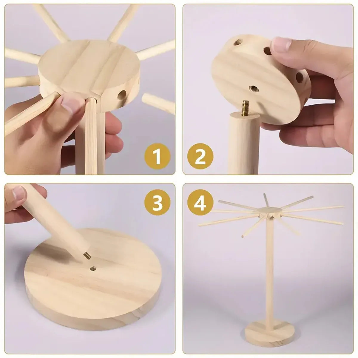 Wooden Noodle Drying Rack Kitchen Pasta Hanger Natural Wood Colour Stable