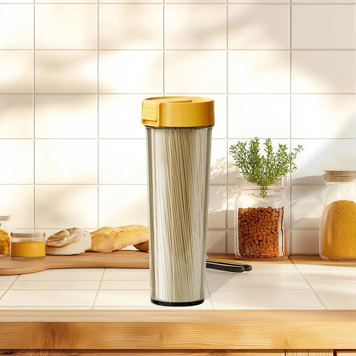 Noodle Storage Box Storage Storage Cylinder Kitchen Noodle Container Airtight - White