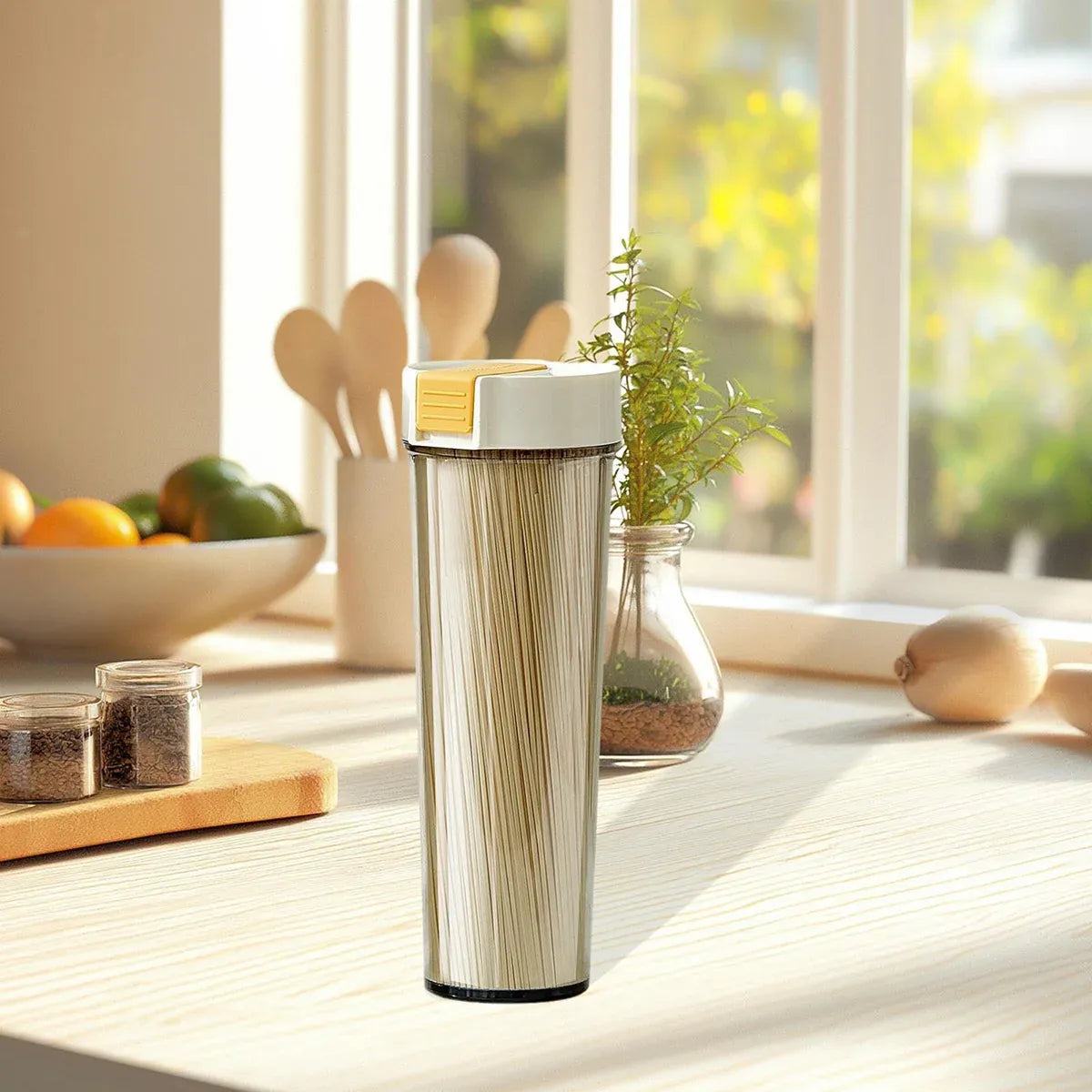 Noodle Storage Box Storage Storage Cylinder Kitchen Noodle Container Airtight - White