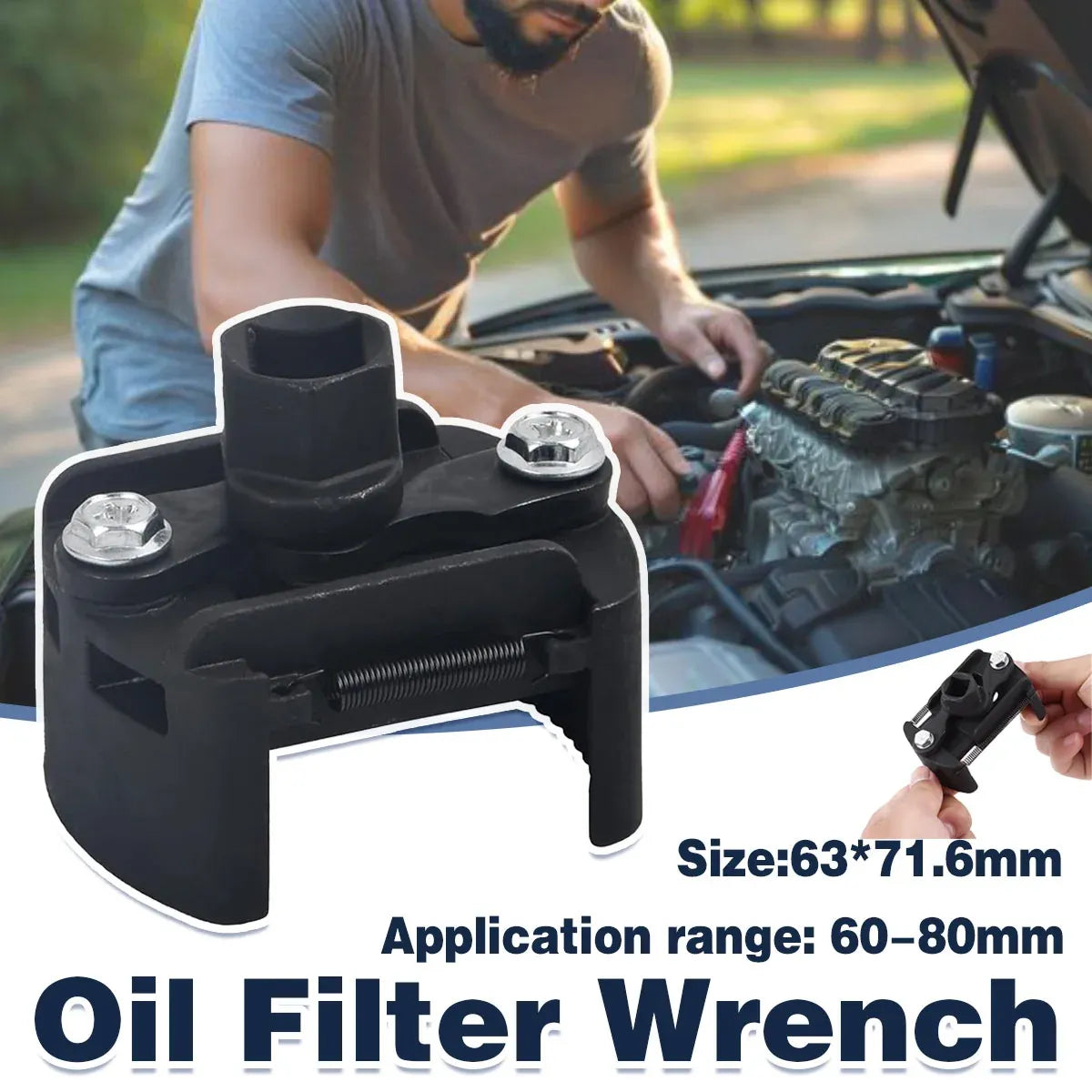 U Shaped Filter Wrench Universal Oil Filter Removal Spanner Tool Adjustable Grip