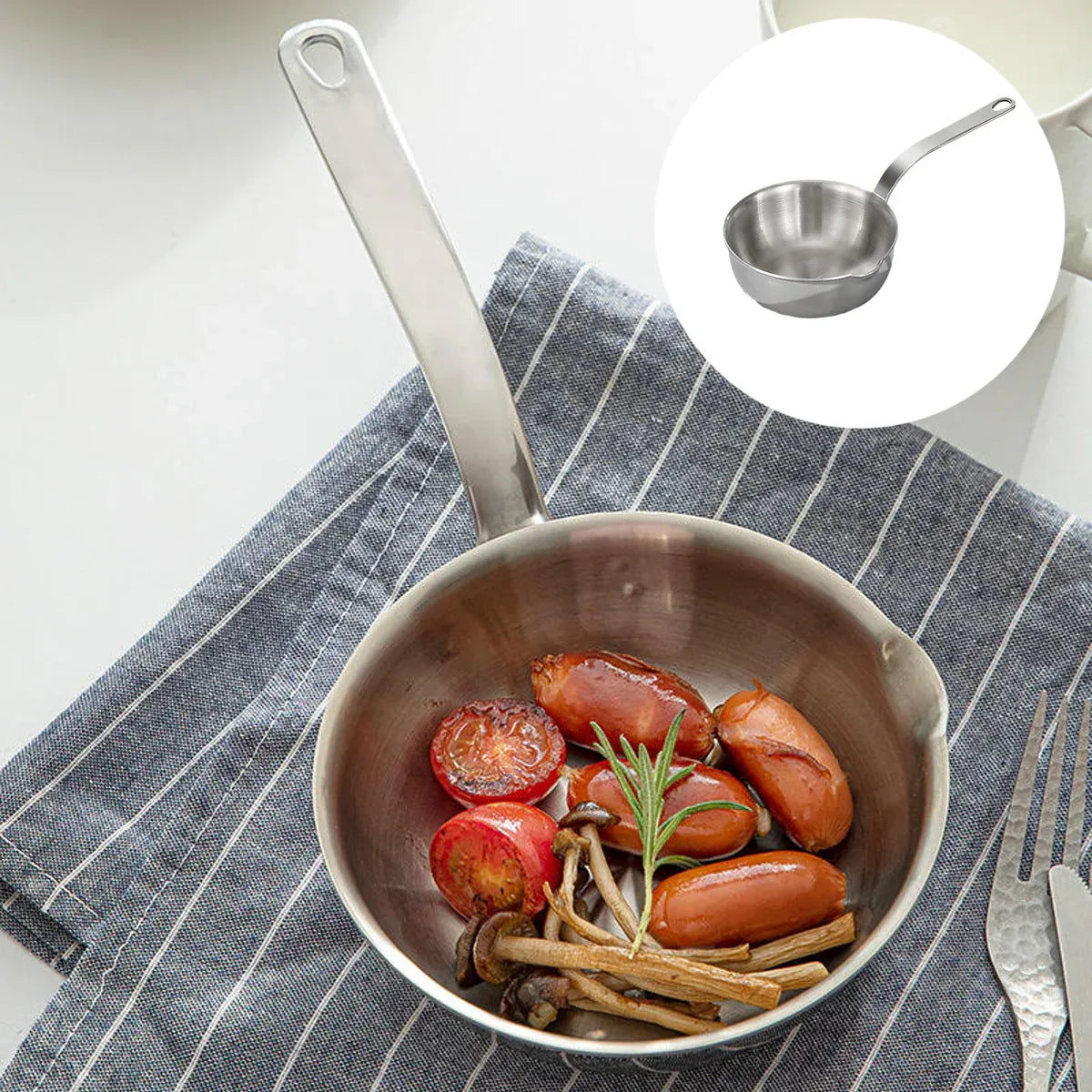 304 Stainless Steel Oil Splatter Proof Home Small Frying Pan for Kitchen Cooking