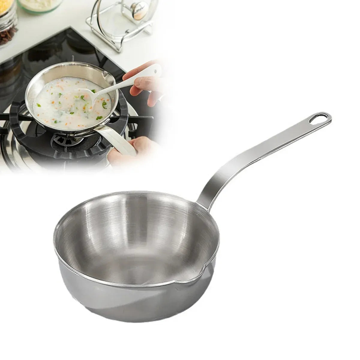 304 Stainless Steel Oil Splatter Proof Home Small Frying Pan for Kitchen Cooking
