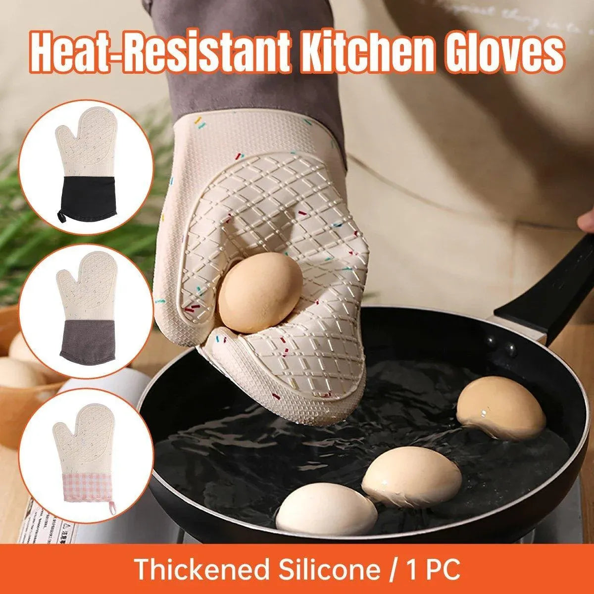 Silicone Oven Mitts Long Heat Resistant Anti-Hot Microwave Insulation Gloves - Grey
