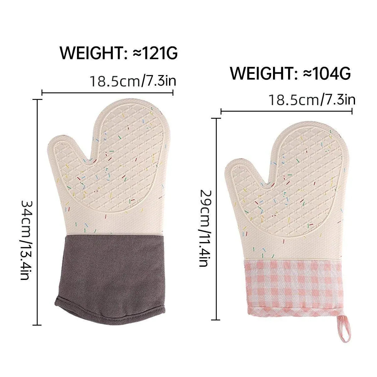 Silicone Oven Mitts Long Heat Resistant Anti-Hot Microwave Insulation Gloves - Grey