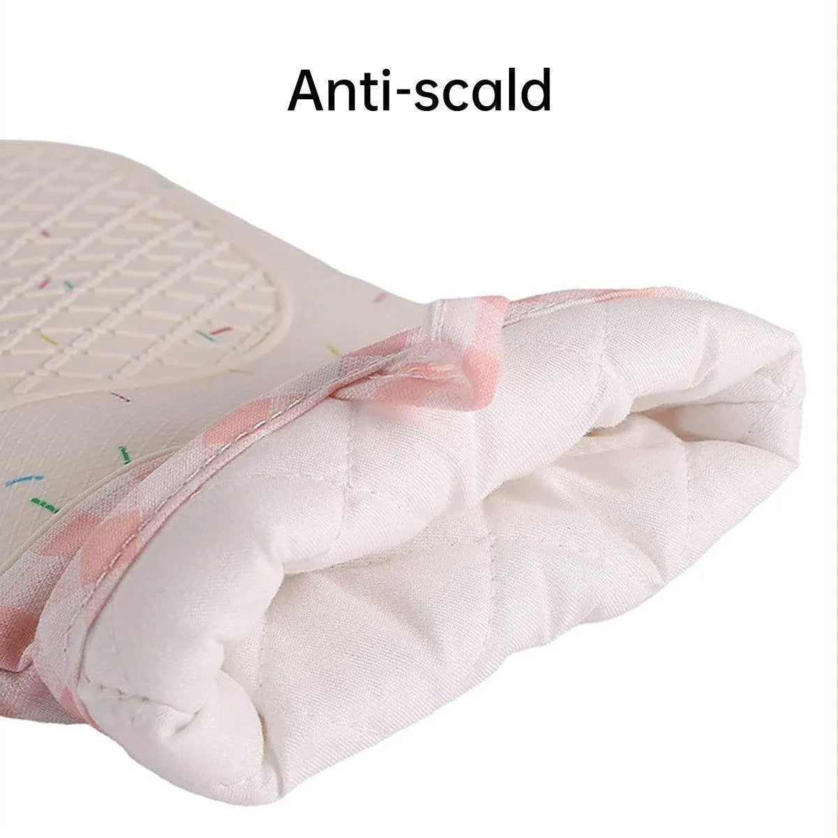 Silicone Oven Mitts Long Heat Resistant Anti-Hot Microwave Insulation Gloves - Grey