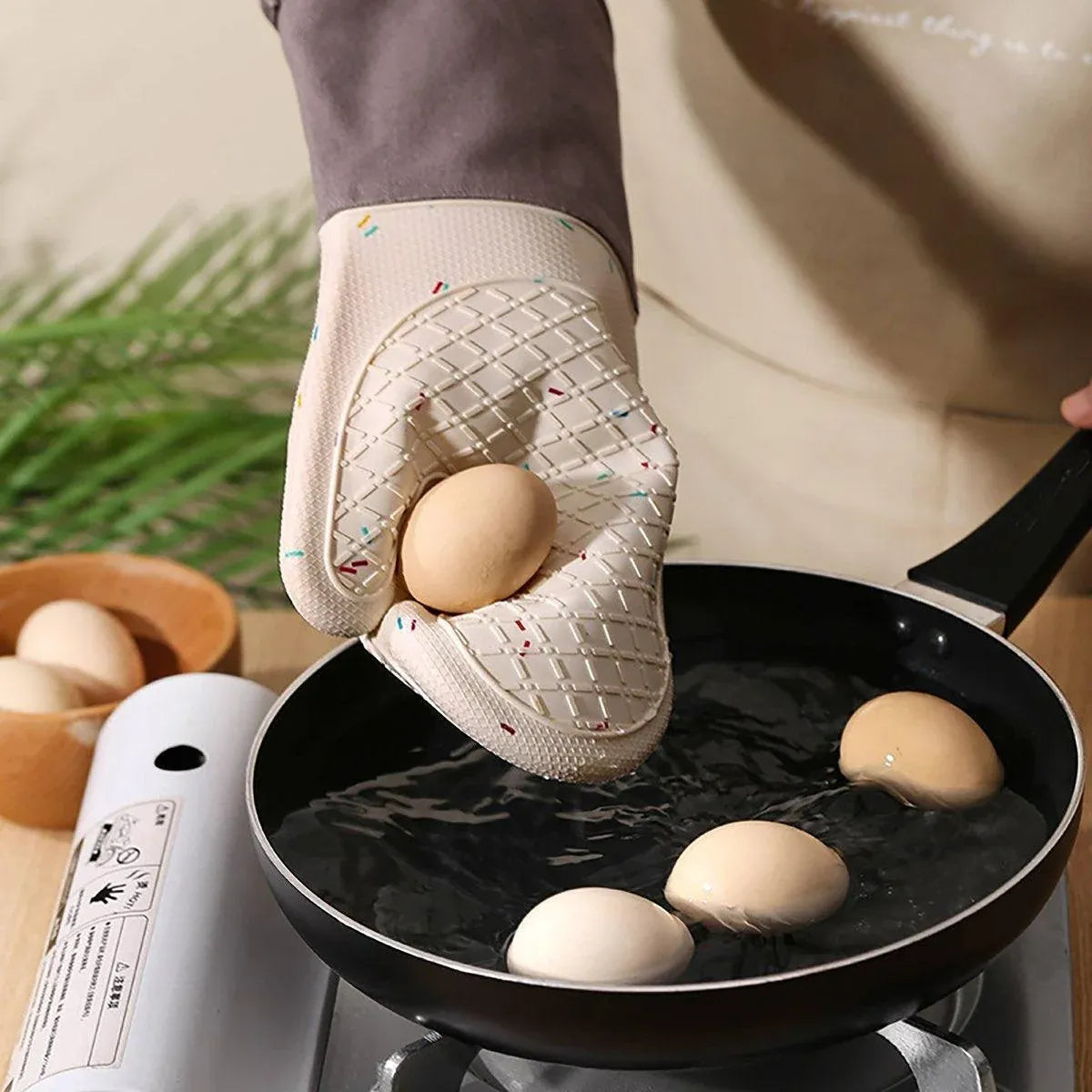 Silicone Oven Mitts Long Heat Resistant Anti-Hot Microwave Insulation Gloves - Grey