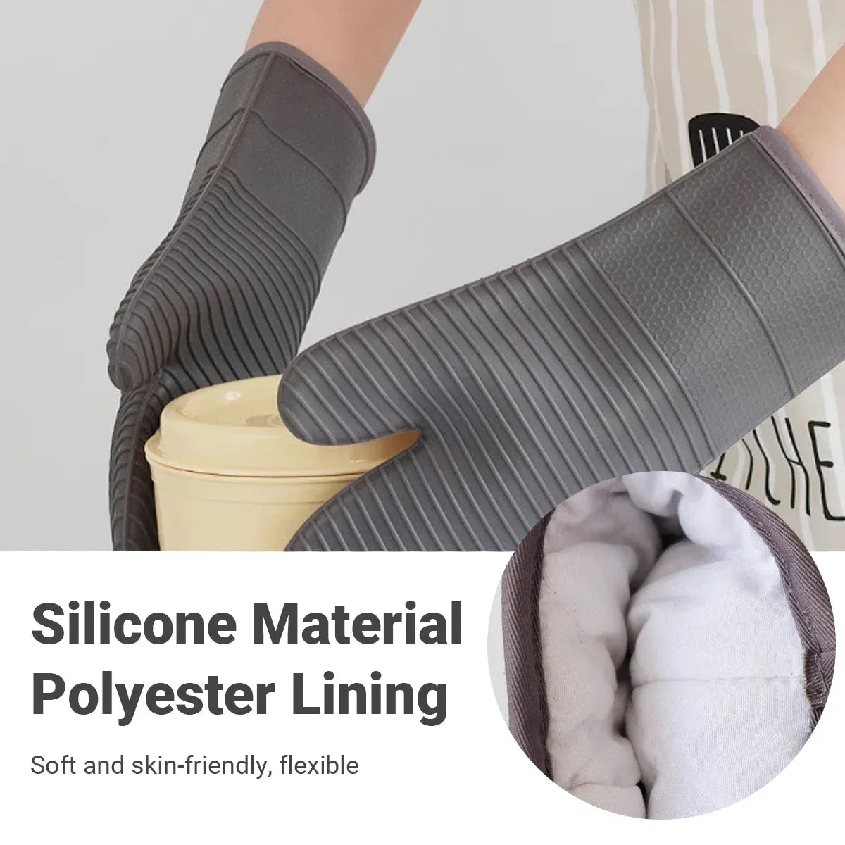 Silicone Heat Resistant Gloves Baking Oven Mitts Insulated Kitchen Cooking Glove