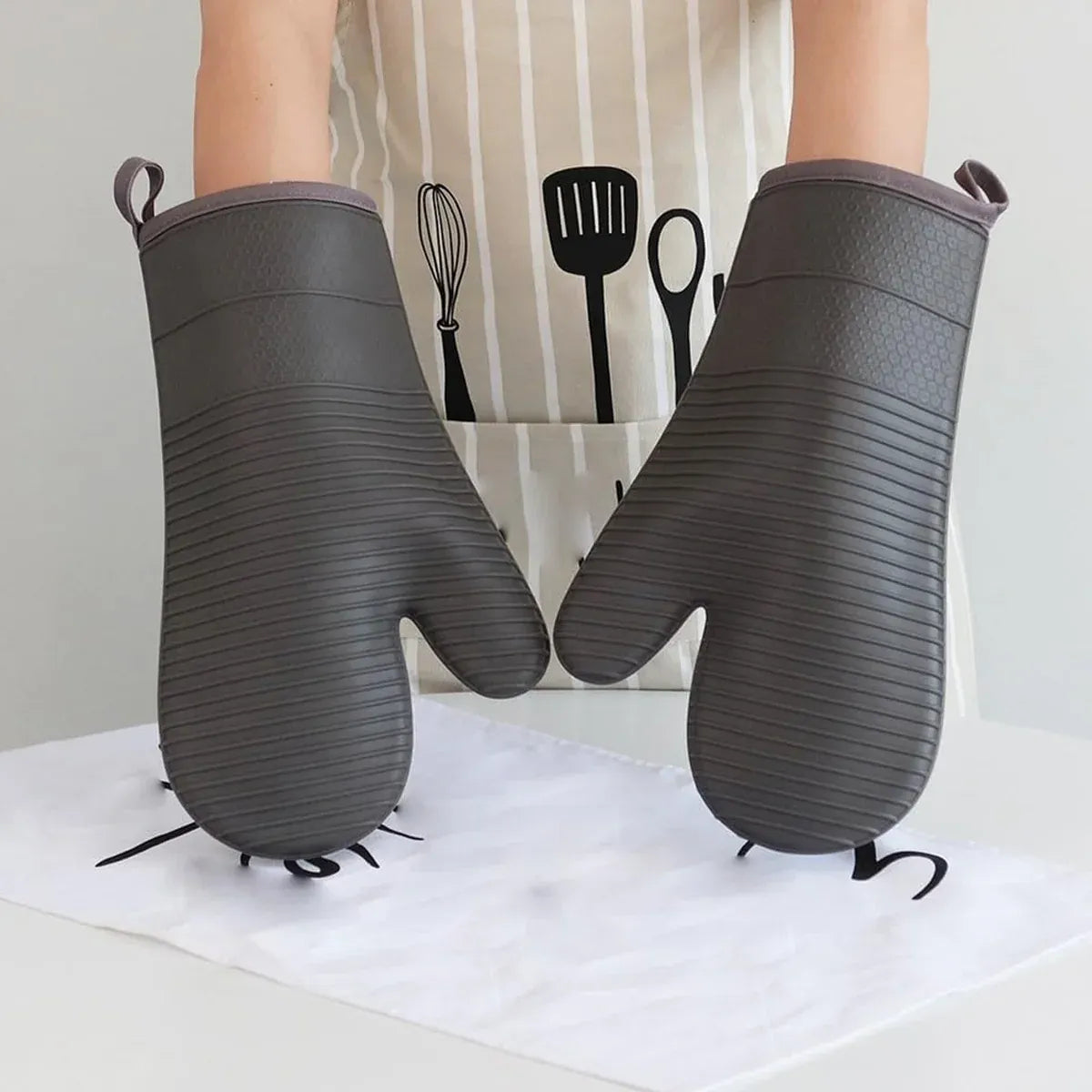 Silicone Heat Resistant Gloves Baking Oven Mitts Insulated Kitchen Cooking Glove