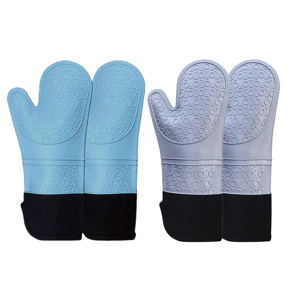Kitchen Heat Resistant Gloves Pair Cooking Oven Mitts Baking BBQ Insulated Glove - Grey