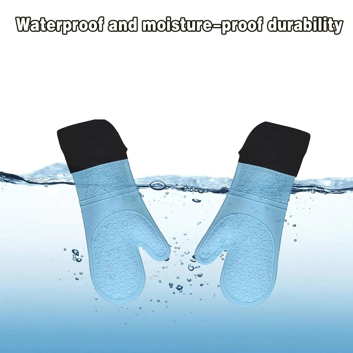 Kitchen Heat Resistant Gloves Pair Cooking Oven Mitts Baking BBQ Insulated Glove - Grey