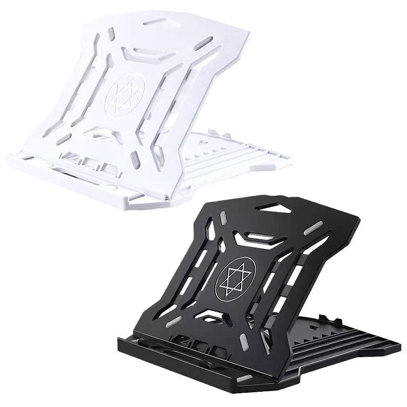 Adjustable Laptop Stand with 360-Degree Base for Desk Riser Home Office Holder - White