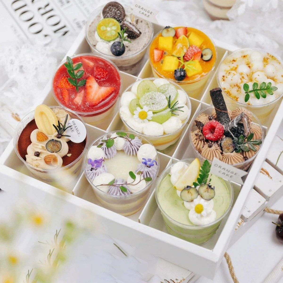 Clear Plastic Nine-grid Cake Box Pack of 10 Storage Containers High Quality - Khaki