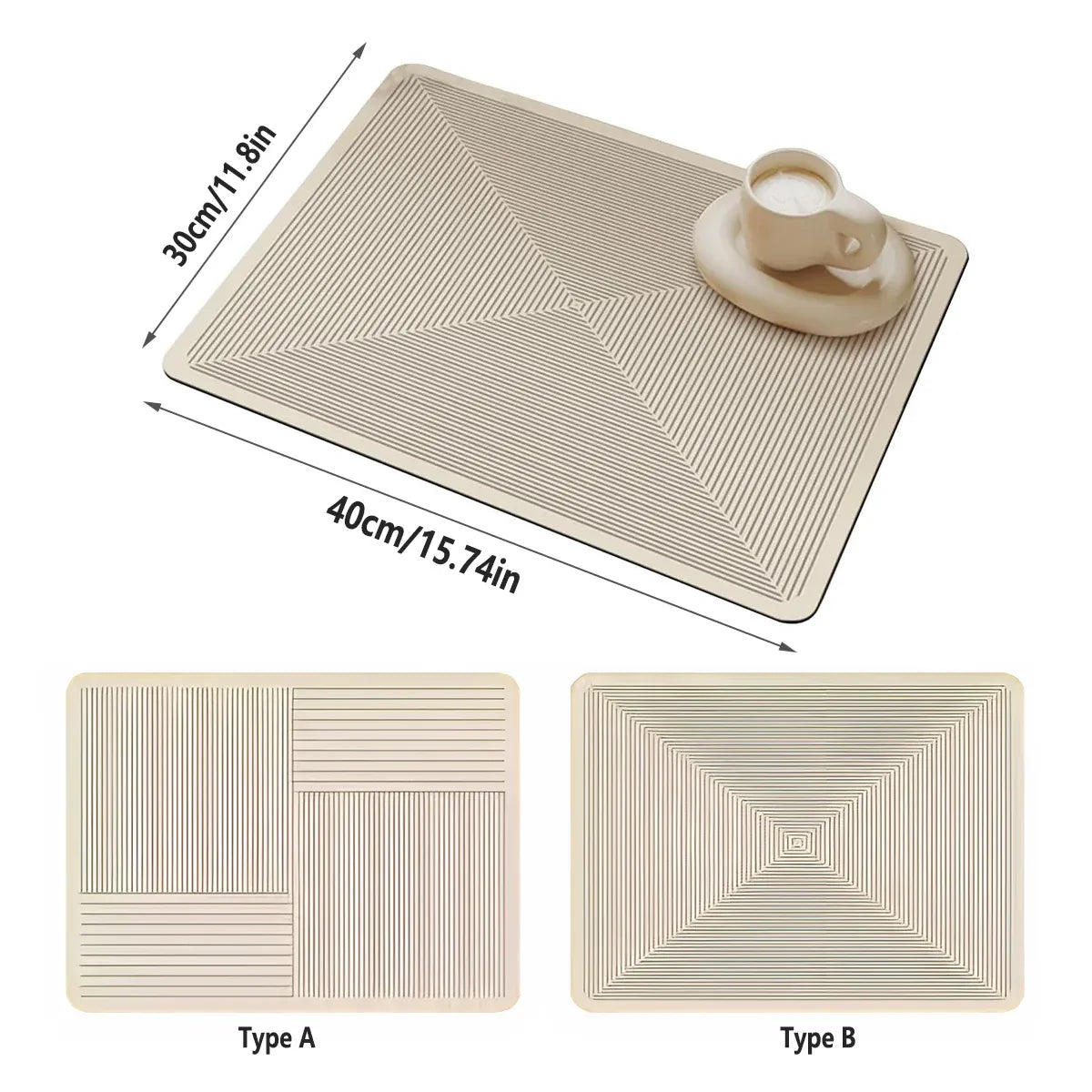 2PCS Kitchen Absorbent Pad Heat Insulation Mat Anti Slip Draining Pad Countertop - Type A