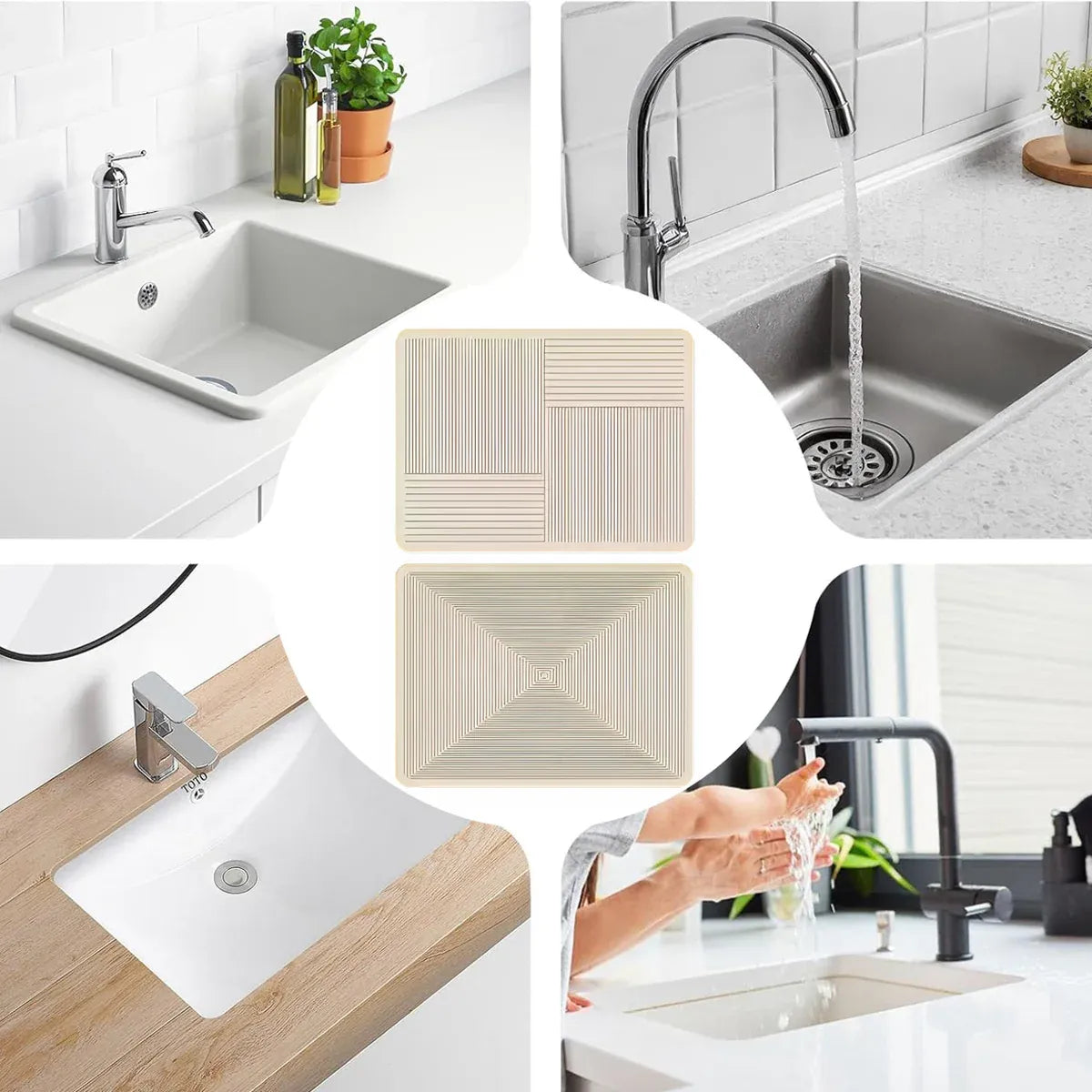 2PCS Kitchen Absorbent Pad Heat Insulation Mat Anti Slip Draining Pad Countertop - Type A