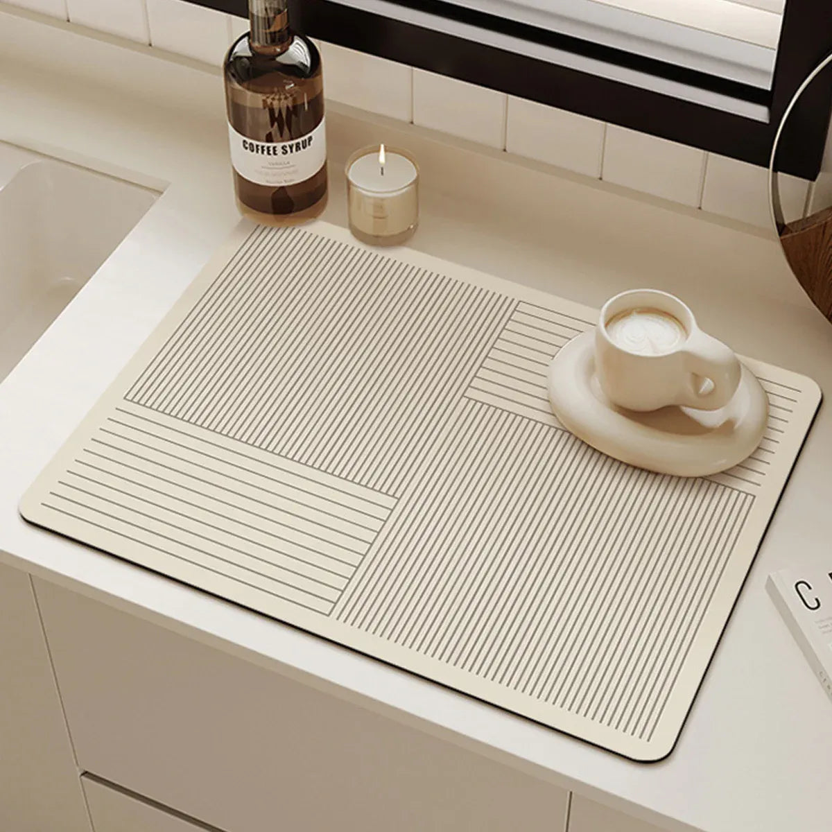 2PCS Kitchen Absorbent Pad Heat Insulation Mat Anti Slip Draining Pad Countertop - Type A