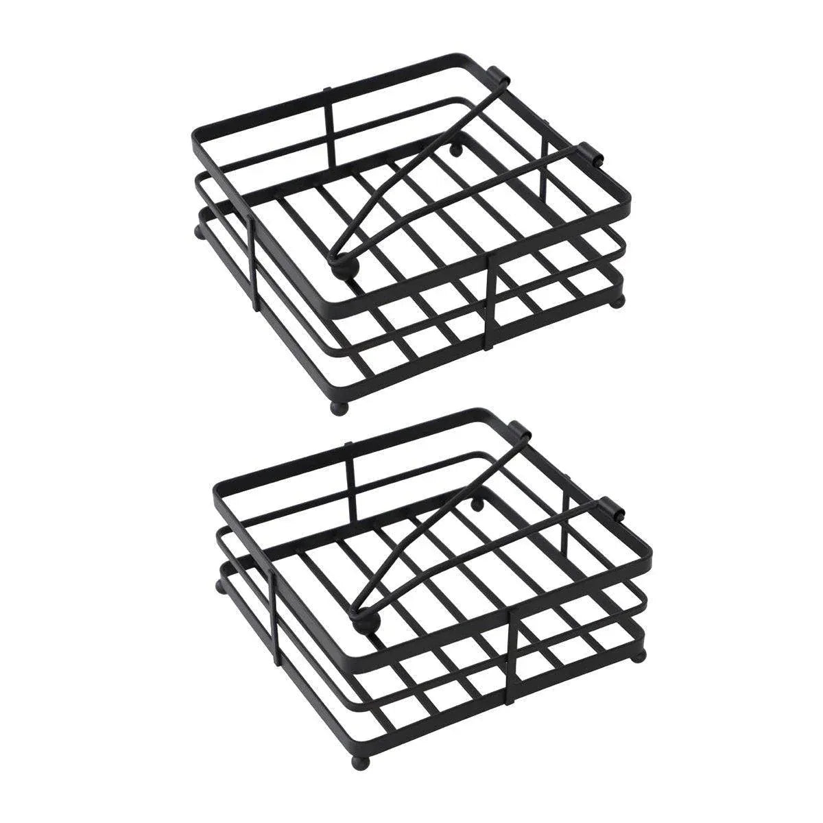 2PCS Black Wrought Iron Napkin Holder Square Tissue Rack for Home Kitchen Decor