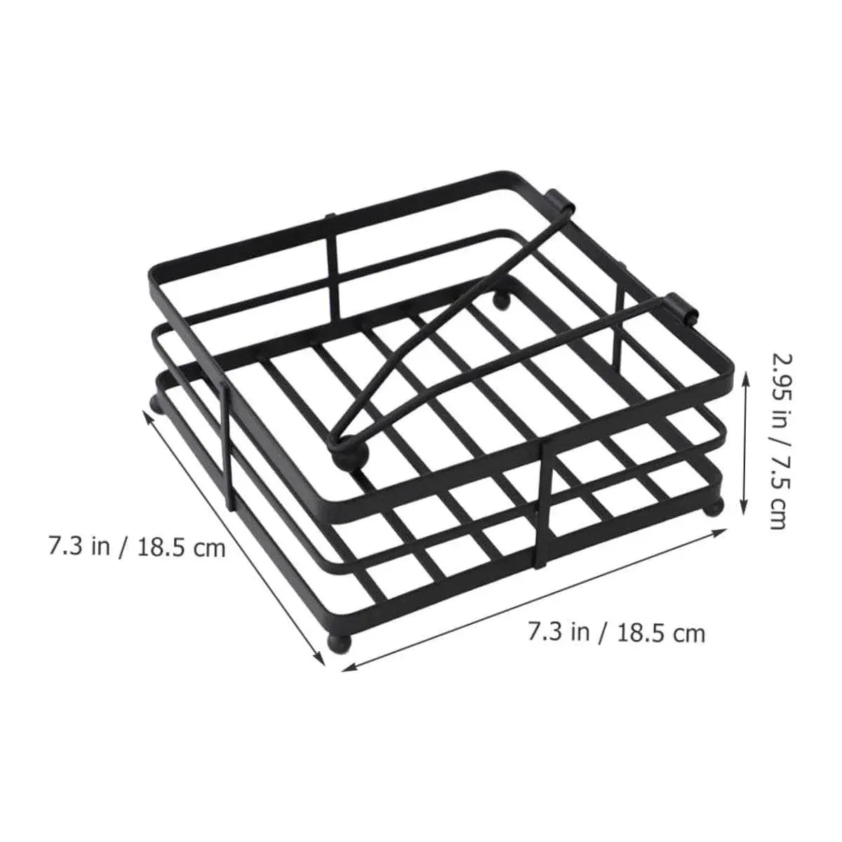 2PCS Black Wrought Iron Napkin Holder Square Tissue Rack for Home Kitchen Decor