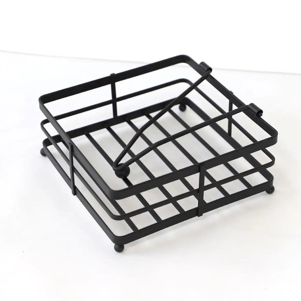 2PCS Black Wrought Iron Napkin Holder Square Tissue Rack for Home Kitchen Decor