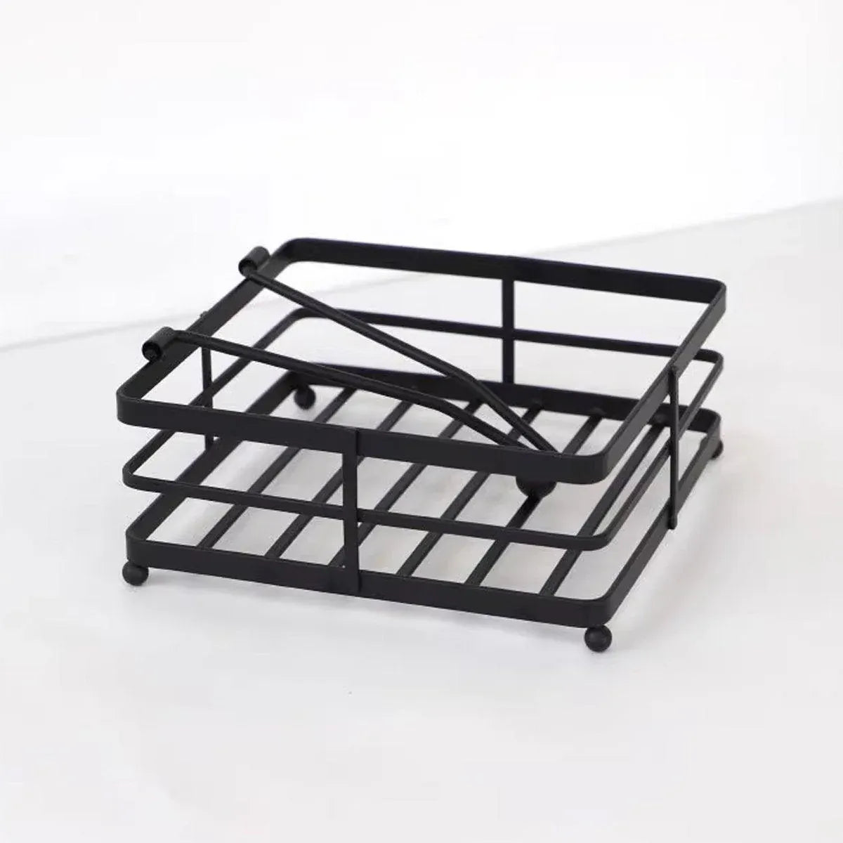 2PCS Black Wrought Iron Napkin Holder Square Tissue Rack for Home Kitchen Decor