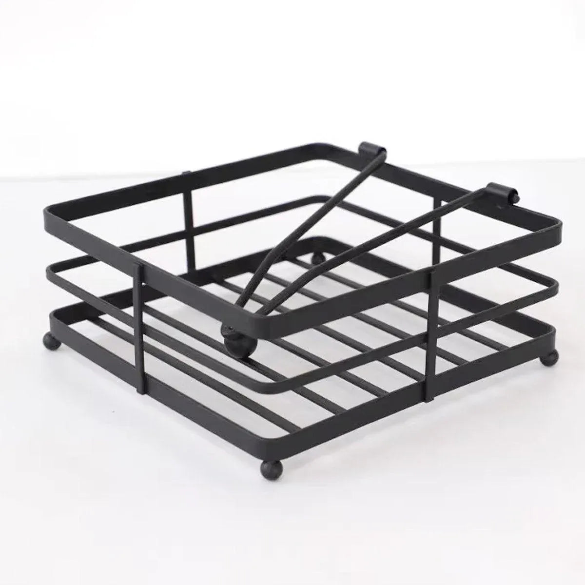 2PCS Black Wrought Iron Napkin Holder Square Tissue Rack for Home Kitchen Decor