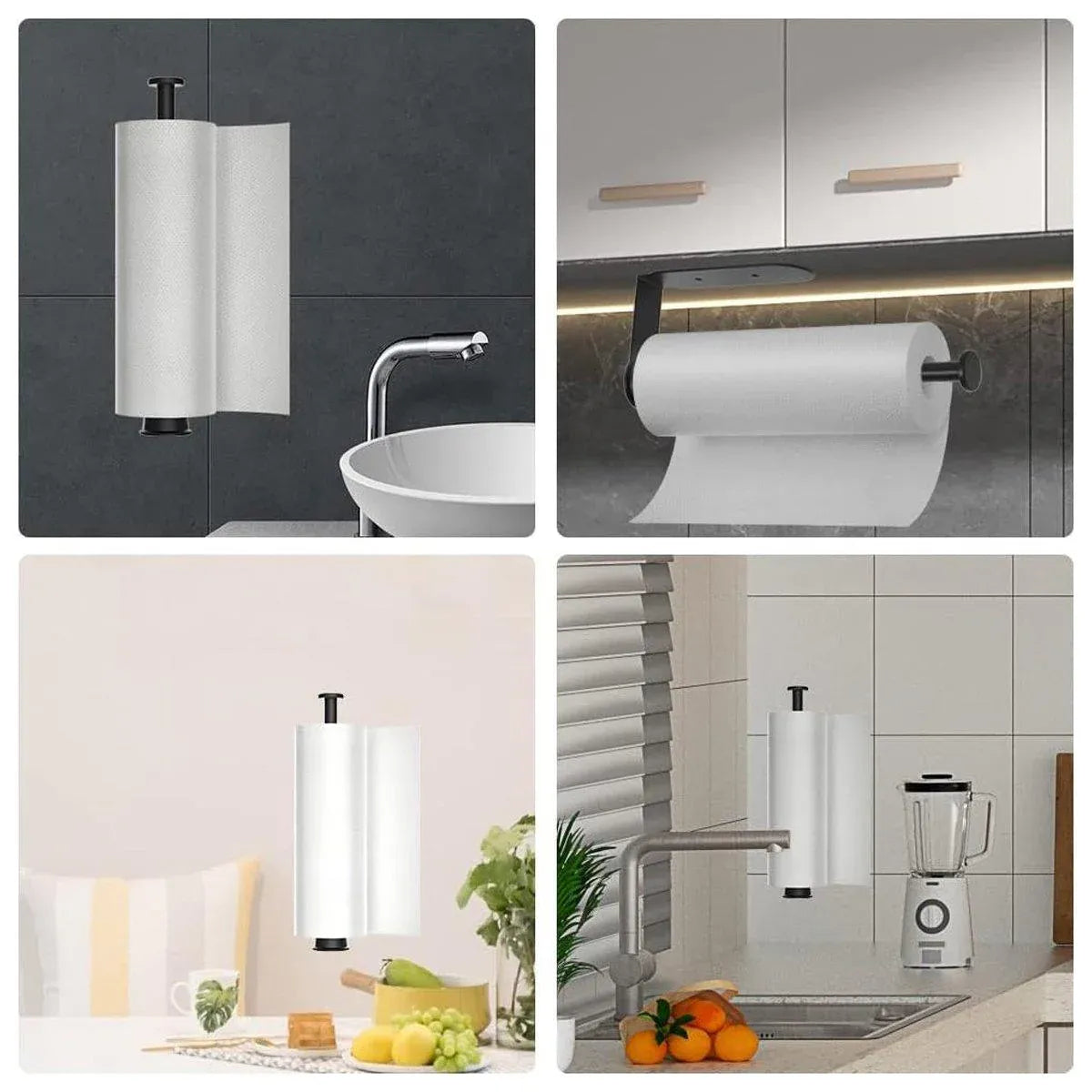 Stainless Steel Kitchen Paper Towel Holder Napkin Cling Film Organizer Rack
