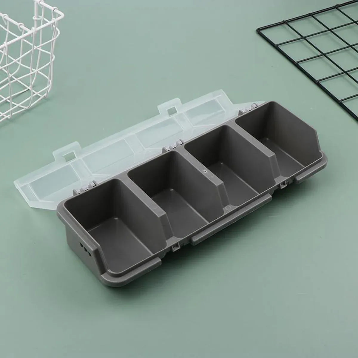 Plastic Screw Parts Storage Box Small Hardware Organizer Case with Four Grids