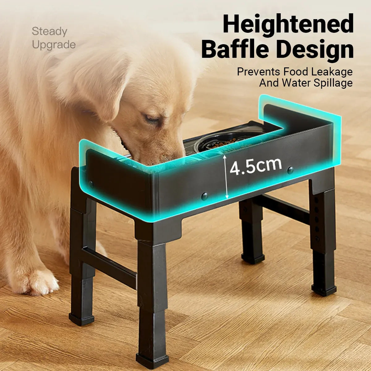 Height Adjustable Pet Feeding Bowl Dog Bowl Elevated Pet Dish Food Water Bowl