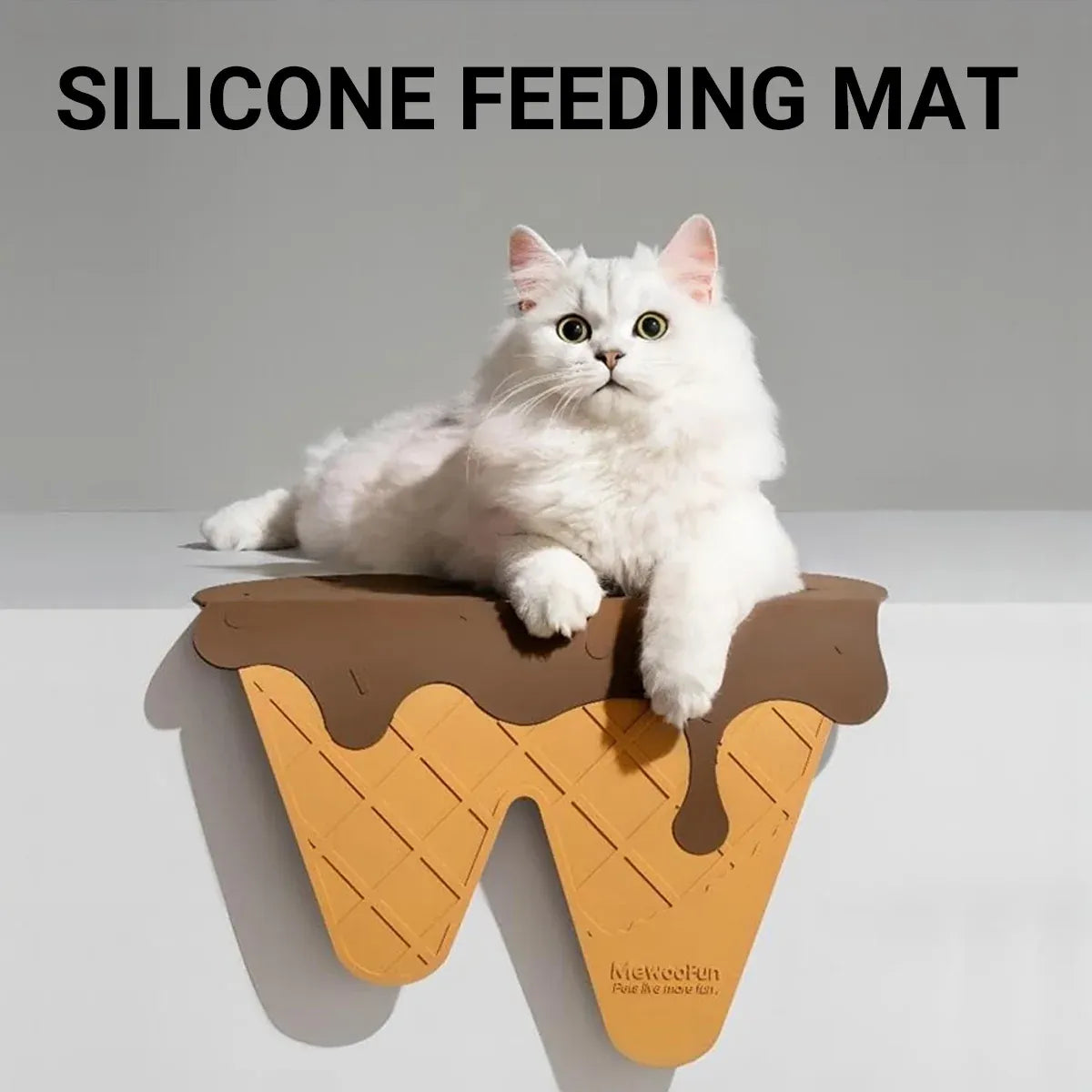 Detachable Ice Cream Shaped Bowls Pet Set Feeding Mat Spoon Cats Small Dogs - Brown