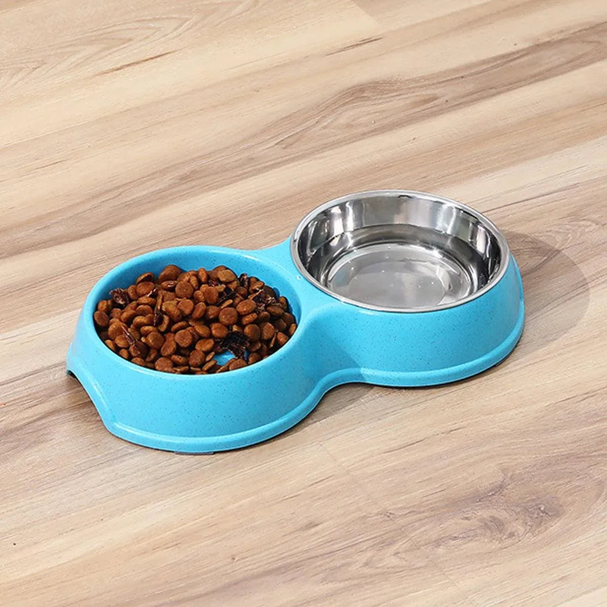 Dog Slow Feeder Double Bowl Pet Food and Water Dish - Green