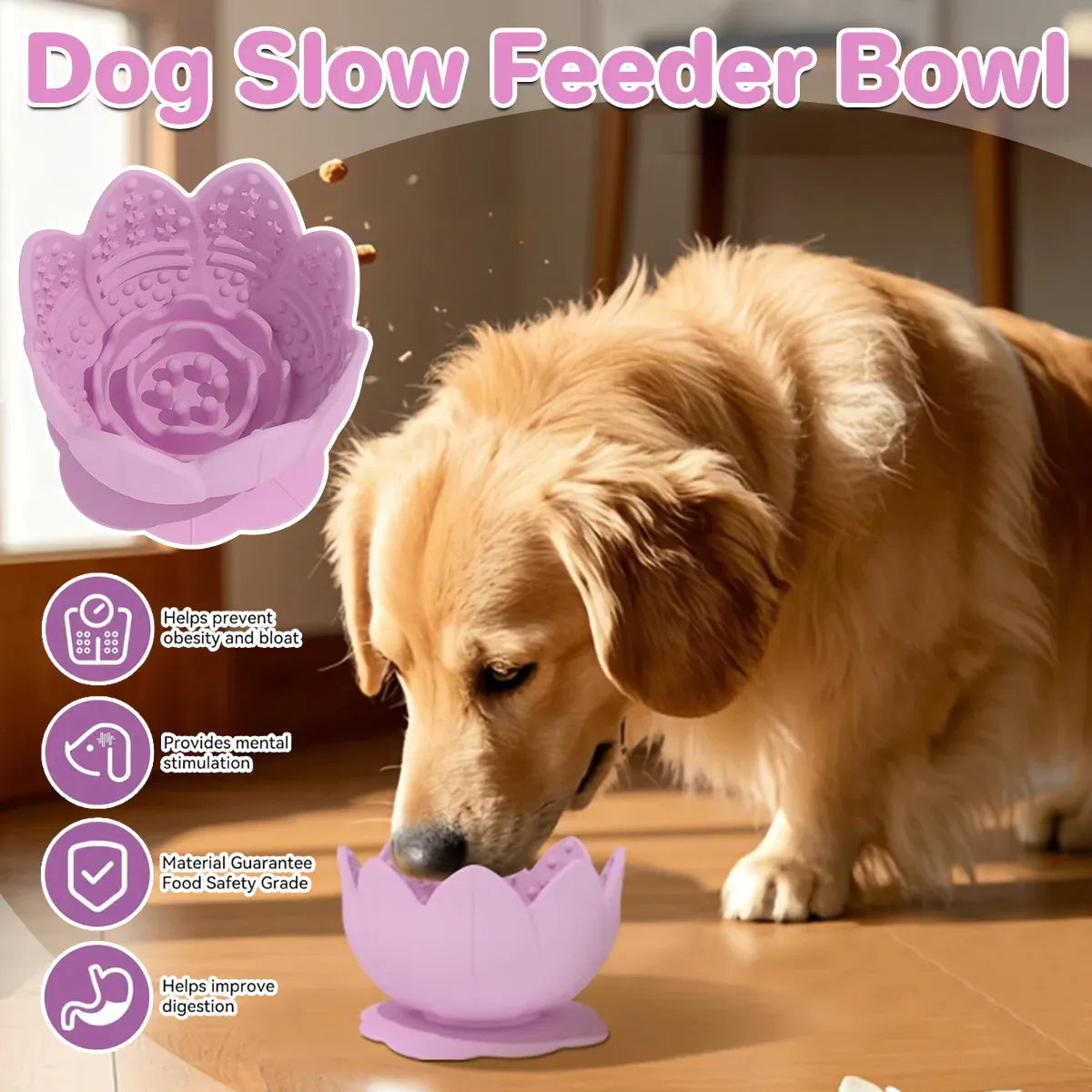 Shape Food Grade Material Dog Slow Feeder Bowl Non Slip Promote Healthy Eating