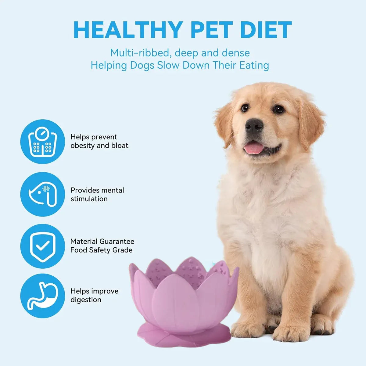Shape Food Grade Material Dog Slow Feeder Bowl Non Slip Promote Healthy Eating
